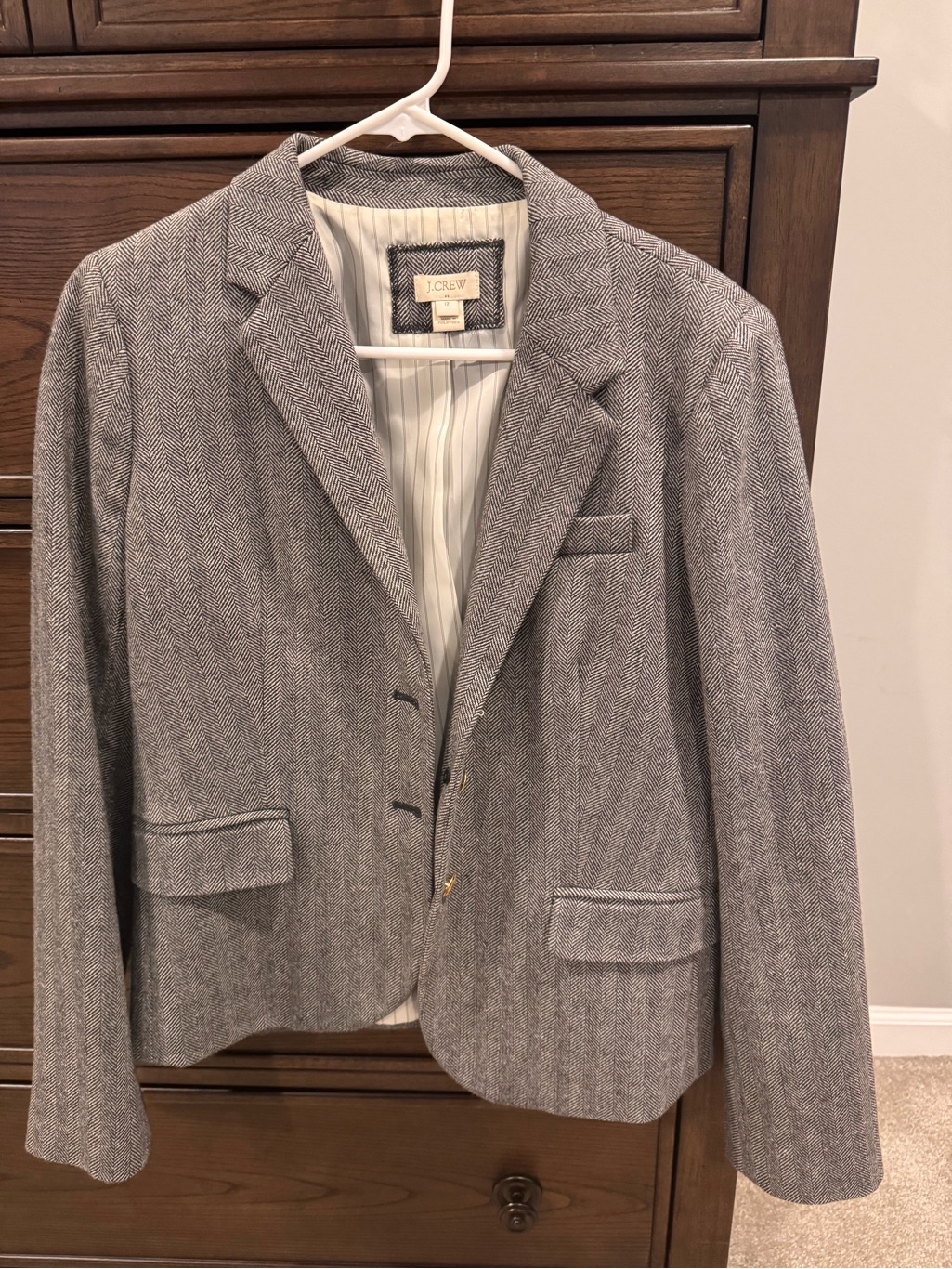 J. Crew Gray Herringbone Blazer